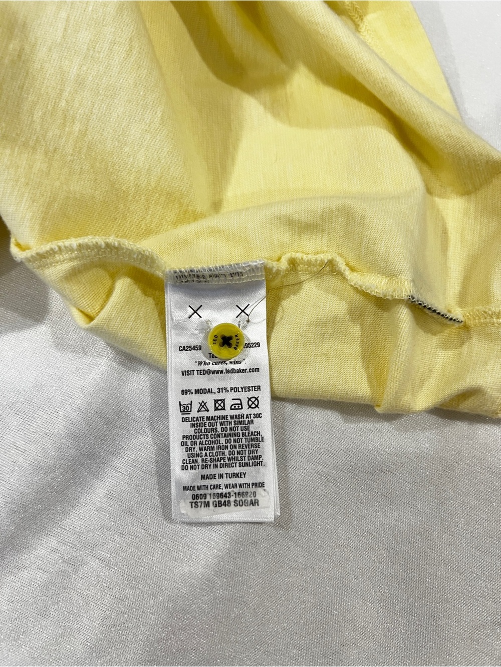 Ted Baker London Polo Size 3 (US-M) Modal Blend Yellow Floral Collar Soft Comfy - Picture 6 of 7